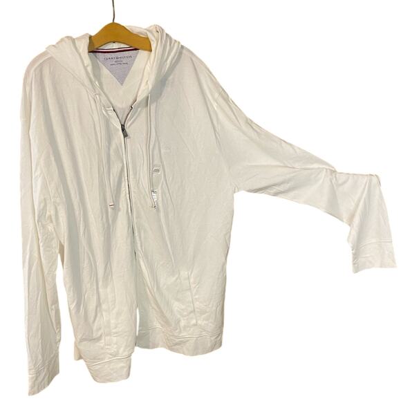 NWT Tommy Hilfiger White Hooded Zip-Up Jacket 3XL cotton - Picture 1 of 12